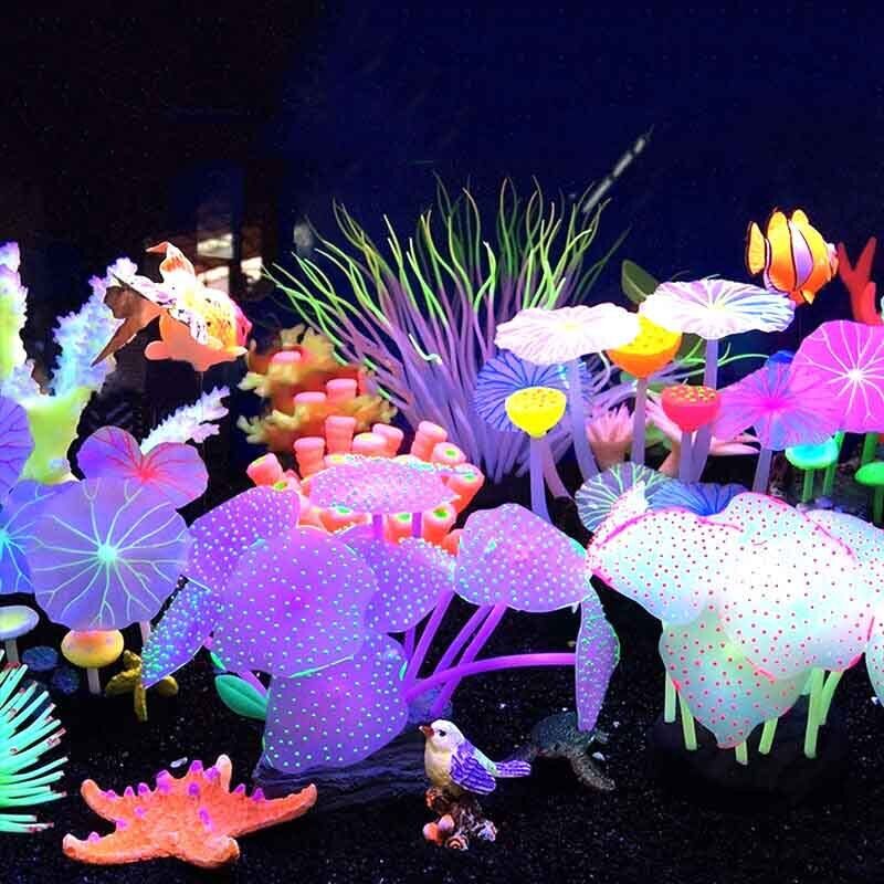 Aquarium Plants Live - Silikonowe świecące dekoracje do akwarium: sztuczne