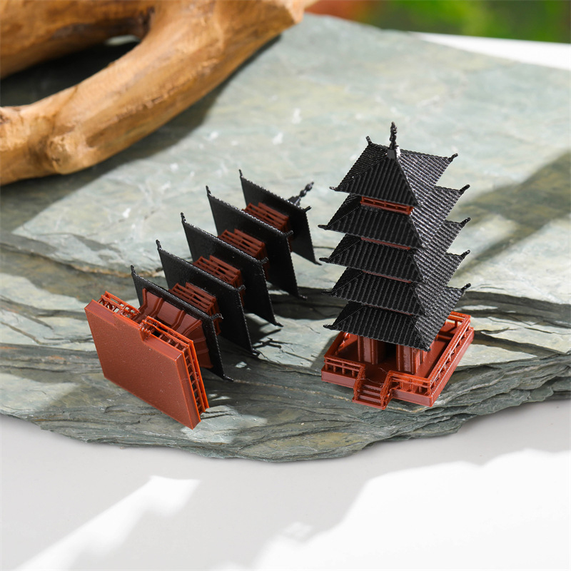 Aquarium Moss - Miniaturowa Pagoda Statuetka Model Starożytnego Budynku